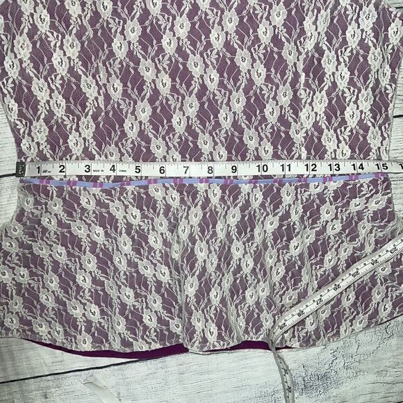 Matilda Jane Clothing MJ Pippenger Peplum Top Lace Cap Sleeve Purple sz M Medium - Picture 7 of 8